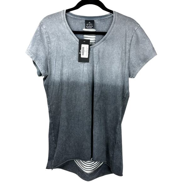 EGO NWT Women Plus Size 2XL Gray Sliced Back Stone Accent Grunge Skater Top - Picture 1 of 10